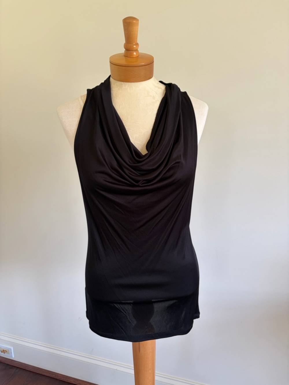 Ann Taylor Black Sleeveless Cowl Neck Blouse